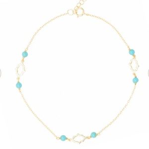 Turquoise and Gold Antique Anklet or Bracelet! (adjustable)